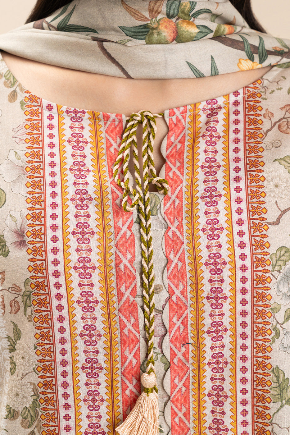 3 PIECE PRINTED LAWN SUIT-DUNE MIST (UNSTITCHED)