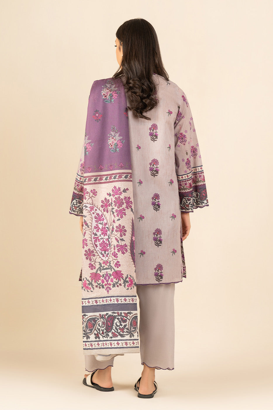 3 PIECE PRINTED LAWN SUIT-ORNATE MEADOW ( UNSTITCHED )