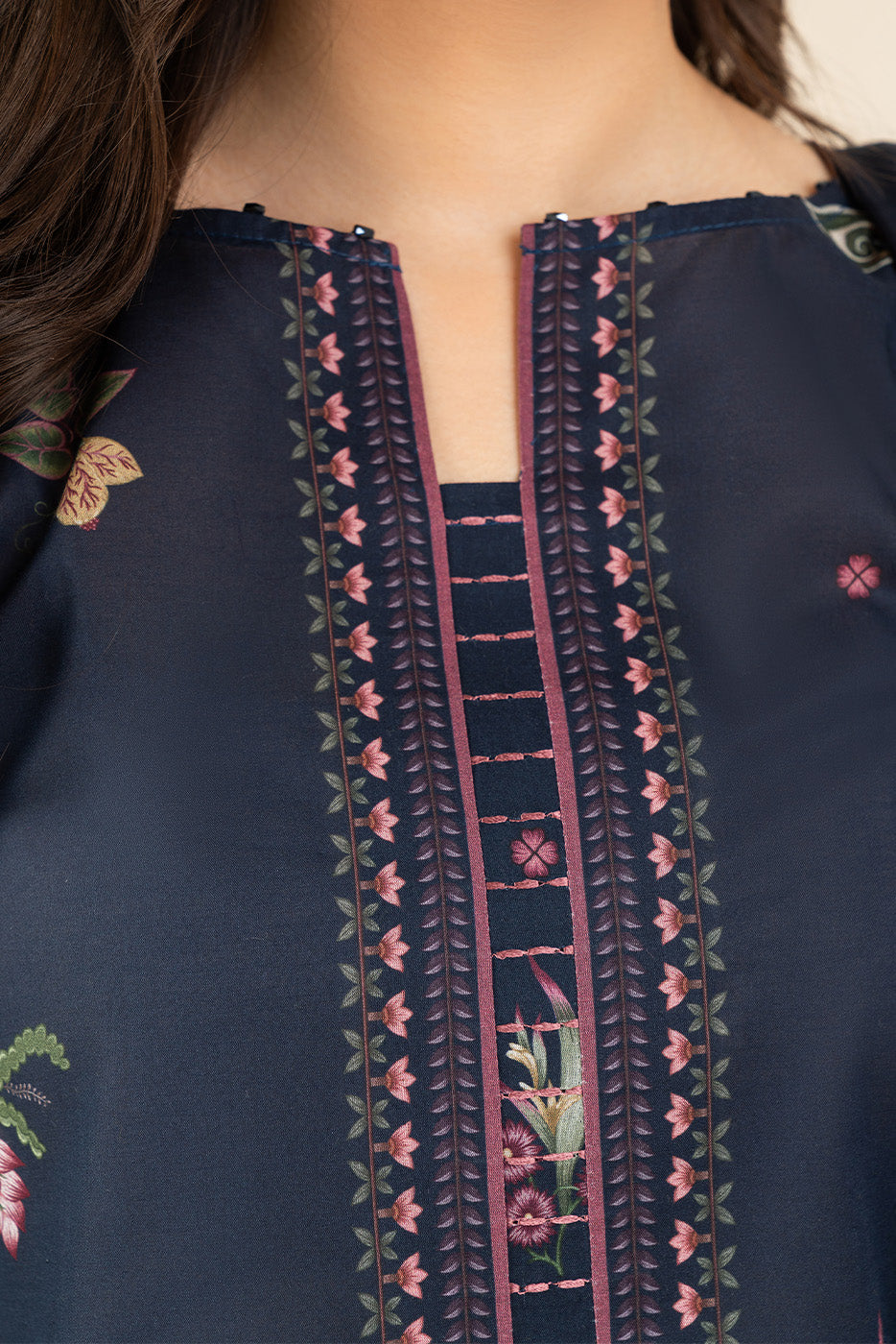 3 PIECE PRINTED LAWN SUIT-INDIGO PETAL ( UNSTITCHED )