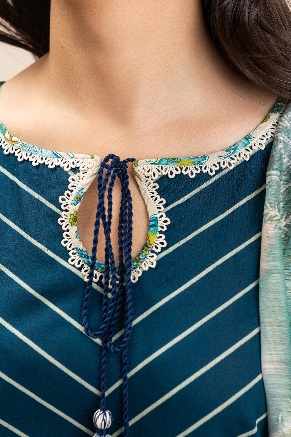 3 PIECE EMBROIDERED LAWN SUIT-AZURE STAMP (UNSTITCHED)