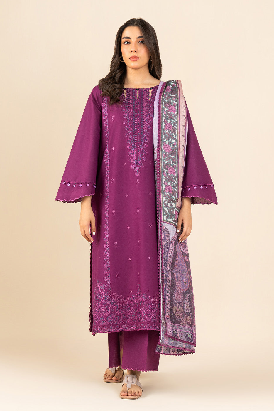 3 PIECE EMBROIDERED LAWN SUIT-FLORENCE FLORA ( UNSTITCHED )
