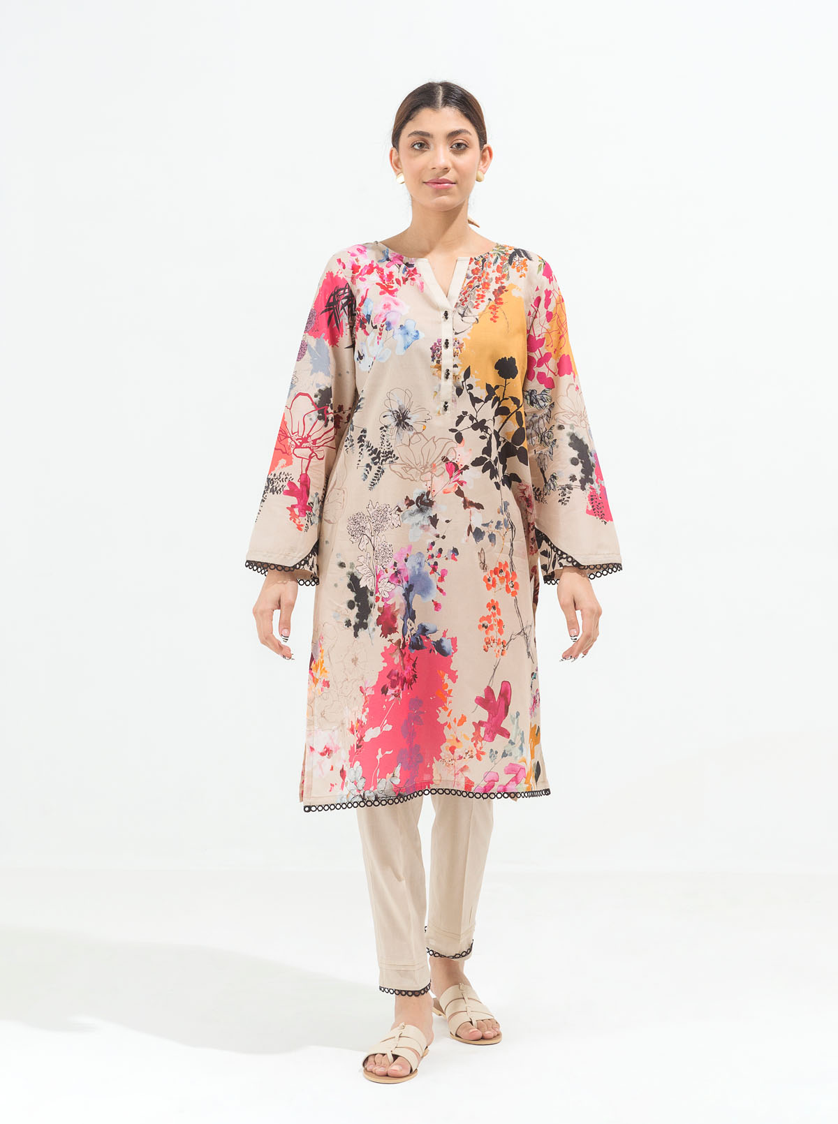 Floral Glitch-Printed-1P (Unstitched)