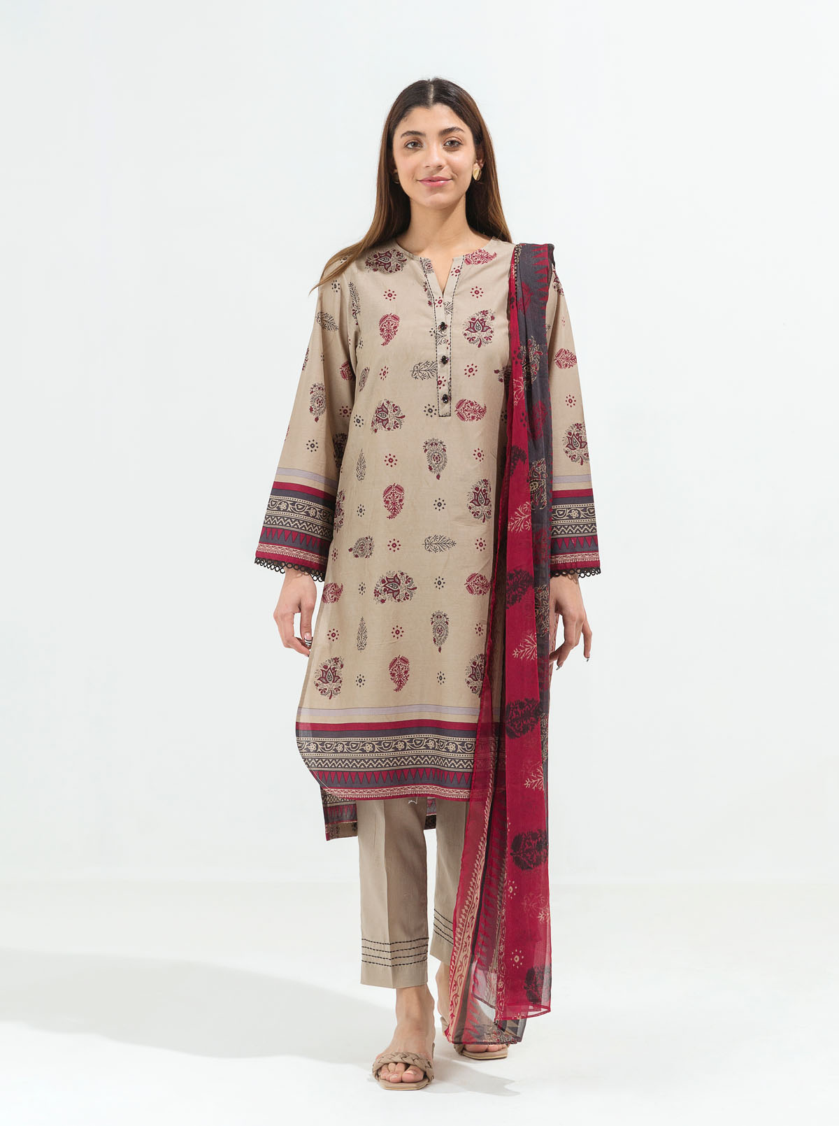 Ivory Quartaz-Printed-2P (Unstitched)