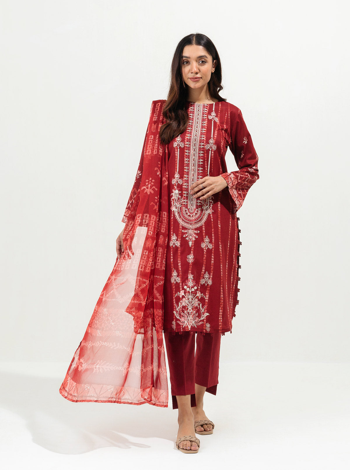 Red Divine-Embroidered-2P (Unstitched)