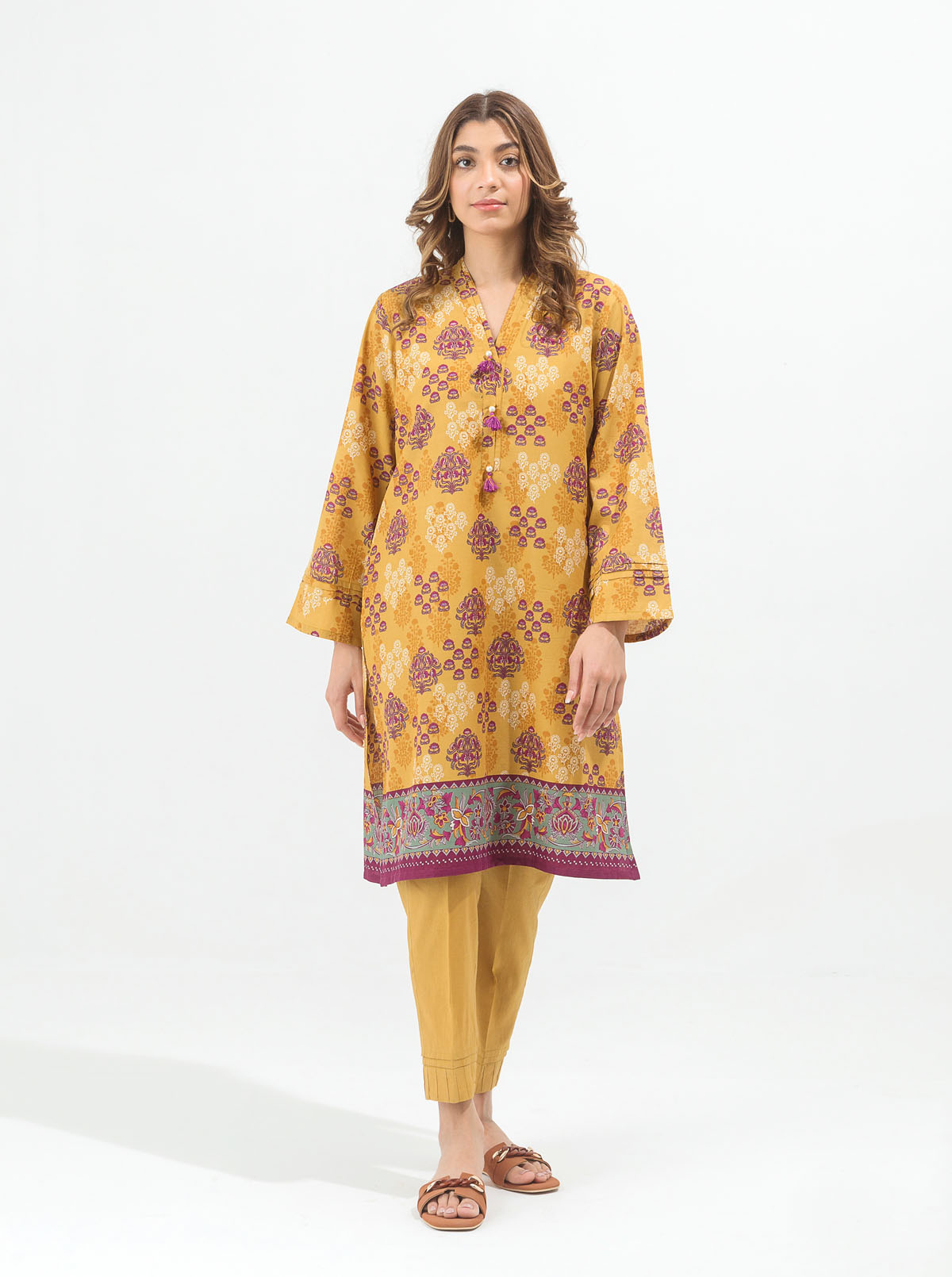 Ochre Haze-Printed-2P (Unstitched)