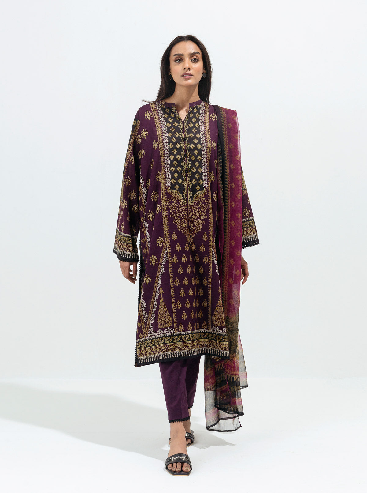 Plum Affair-Printed-3P (Unstitched)