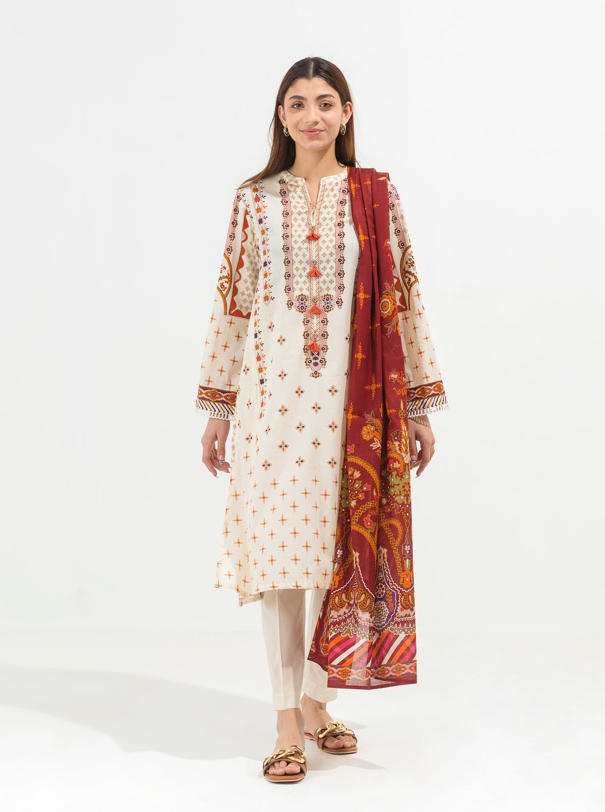 Ivory Jewel-Printed-3P (UNSTITCHED)