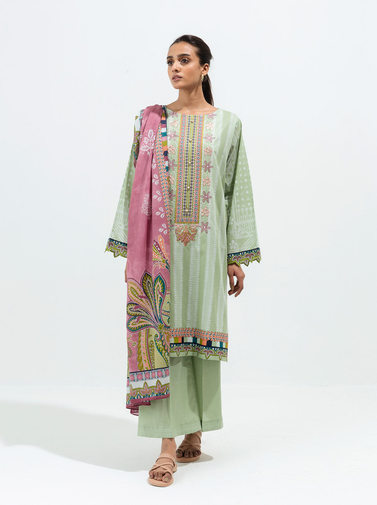 Minty Hint-Embroidered-3P (UNSTITCHED)