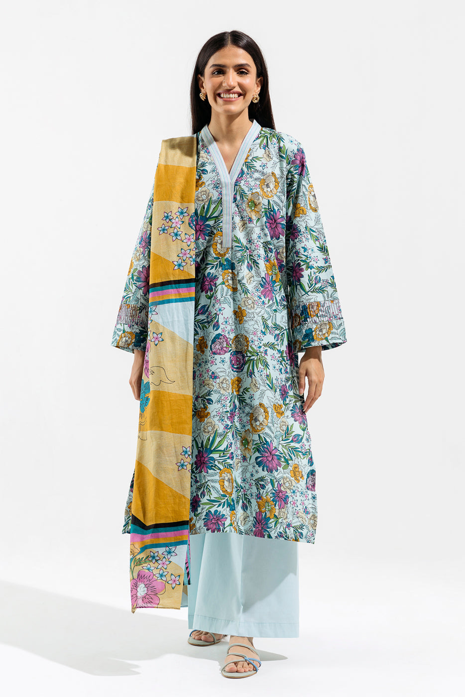 2 Piece - Printed Lawn Suit - Artsy Orchid
