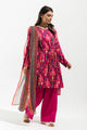 3 Piece - Printed Viscose Suit - Fushcia Ikat