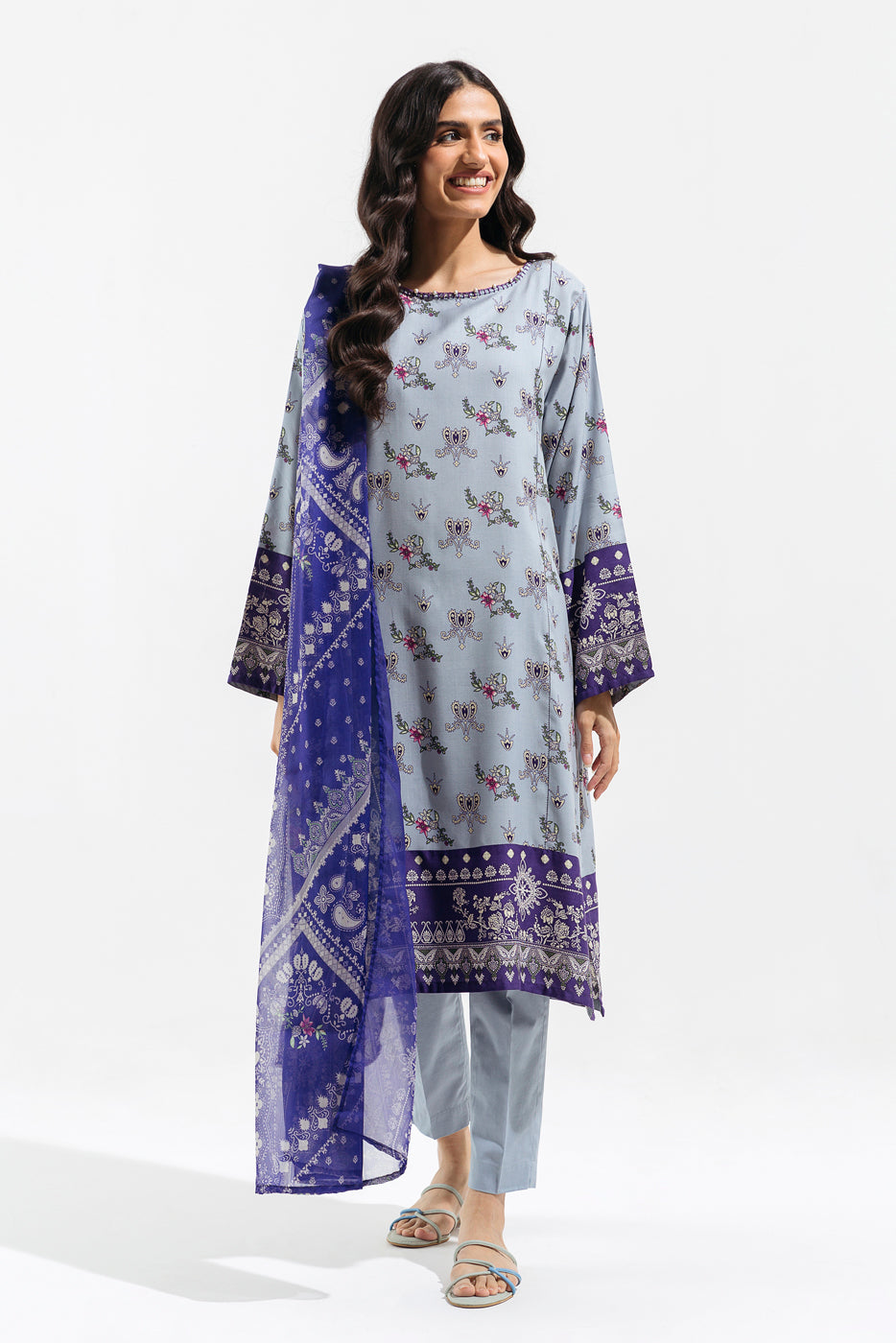 3 PIECE - PRINTED  VISCOSE SUIT - ARCTIC BERRY