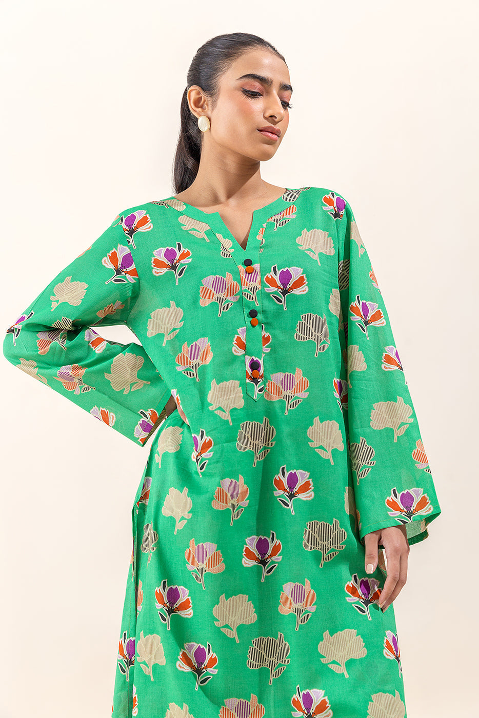 2 Piece Printed Lawn Suit-Forest Jade (Unstitched)