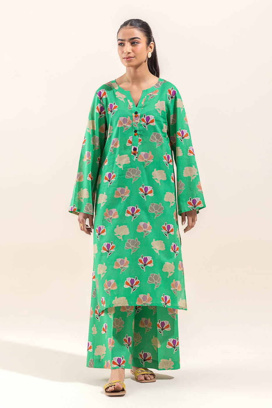 2 Piece Printed Lawn Suit-Forest Jade (Unstitched)