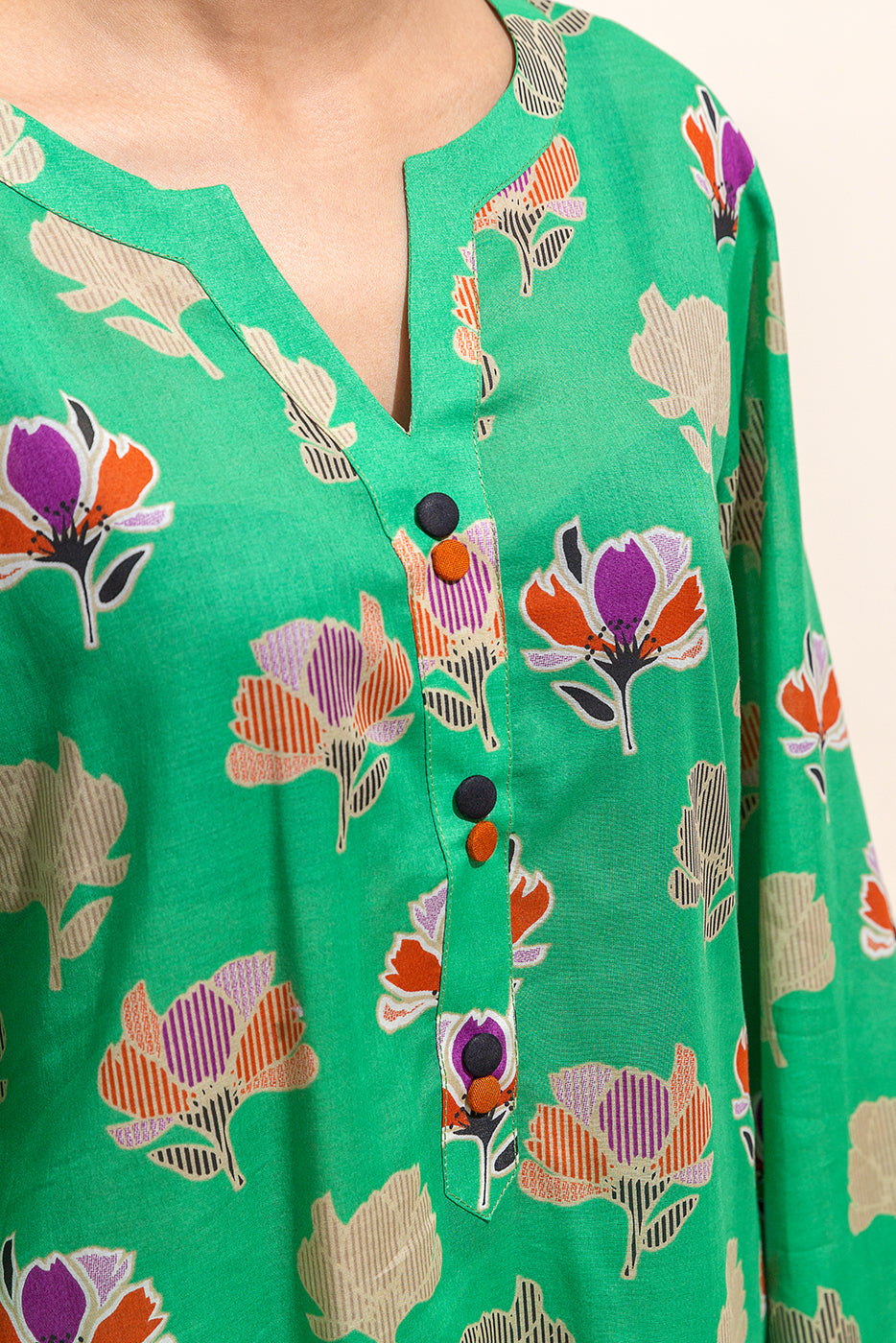 2 Piece Printed Lawn Suit-Forest Jade (Unstitched)