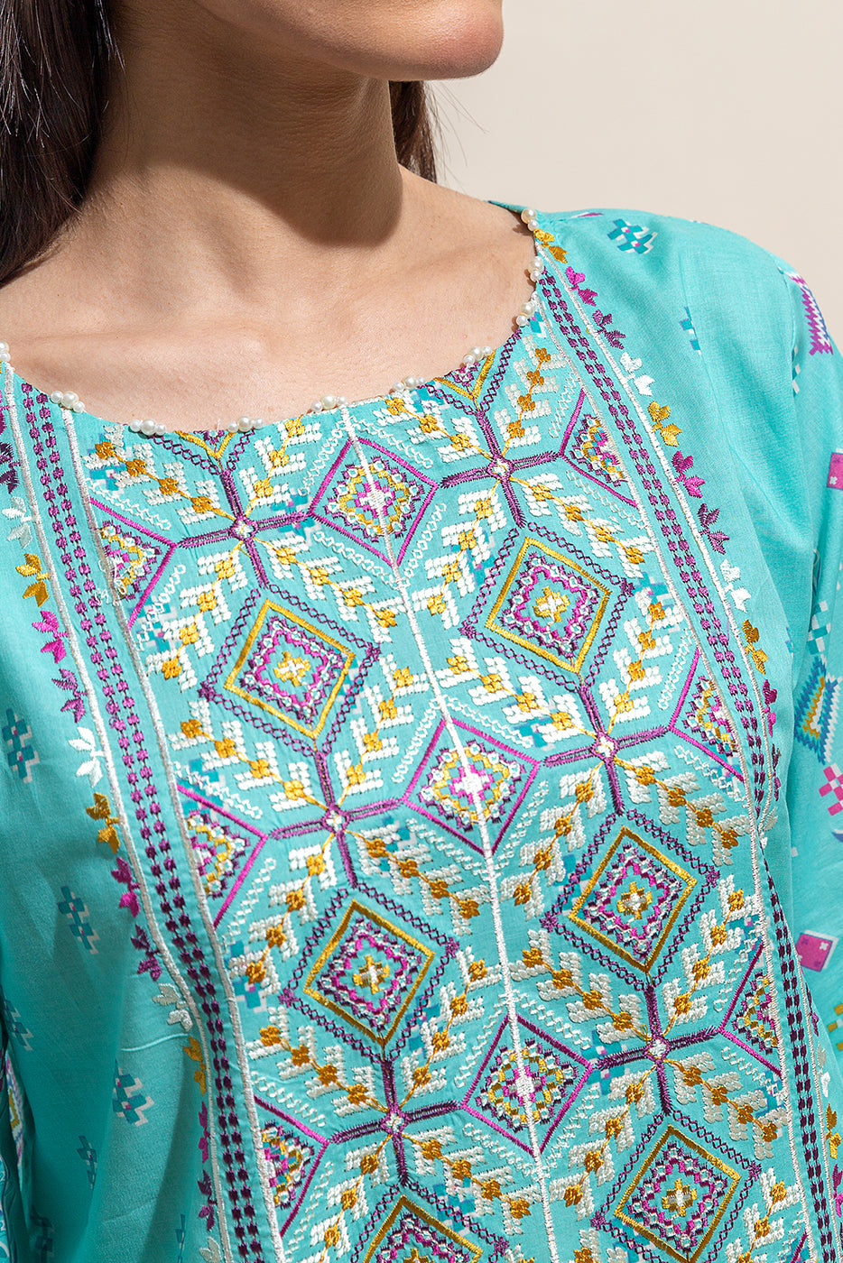 2 Piece Embroidered Lawn Suit-Reef Waters (Unstitched)