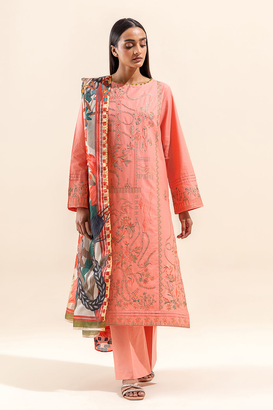 2 Piece Embroidered Lawn Suit-Coral Bells (Unstitched)