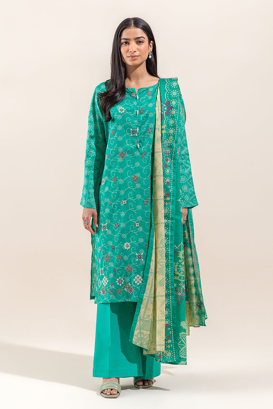 2 Piece Embroidered Lawn Suit-Spring Bud (Unstitched)