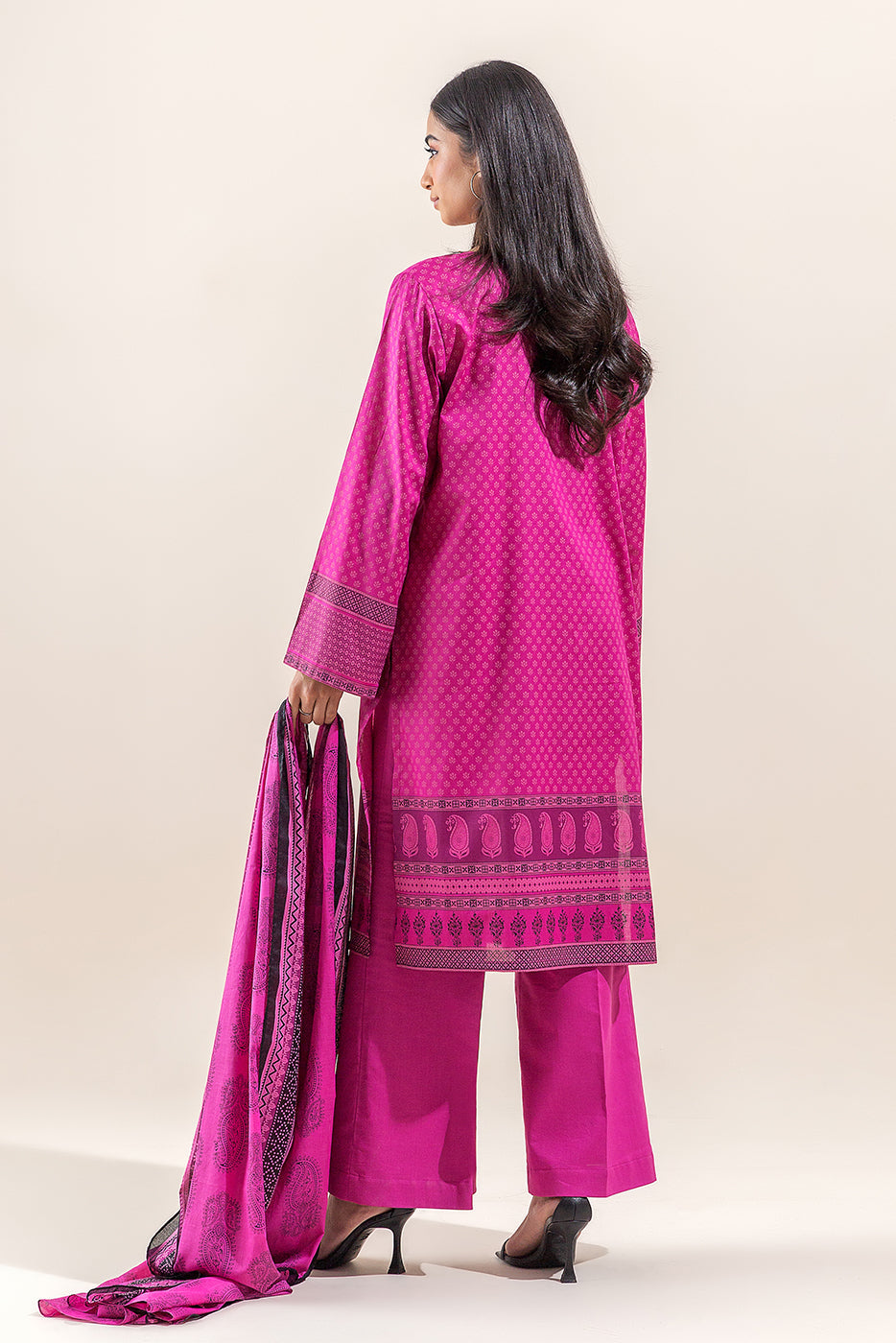 3 Piece Embroidered Lawn Suit-Raspberry Sorbet (Unstitched)