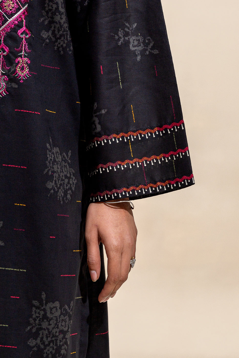 3 Piece Embroidered Lawn Suit-Black Breeze(Unstitched)