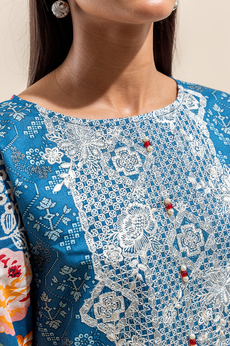 3 Piece Embroidered Lawn Suit-Cerulean Affair (Unstitched)