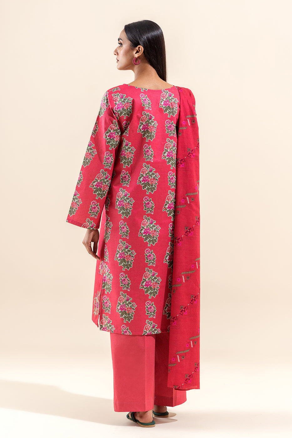 3 Piece Embroidered Lawn Suit-Floraison Blaze (Unstitched)
