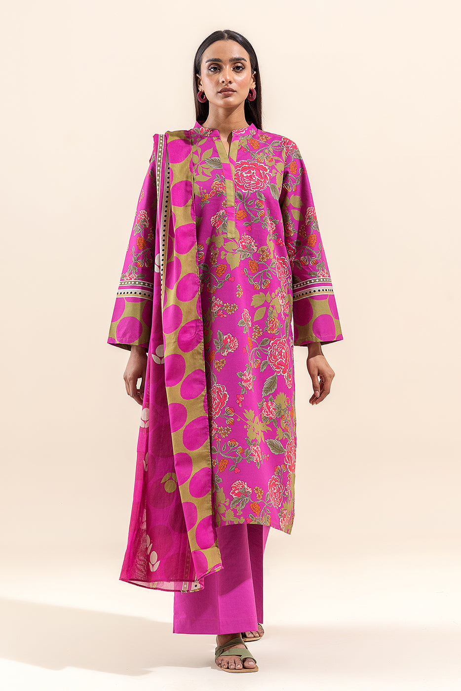3 Piece Printed Lawn Suit-Floret Punch (Unstitched)