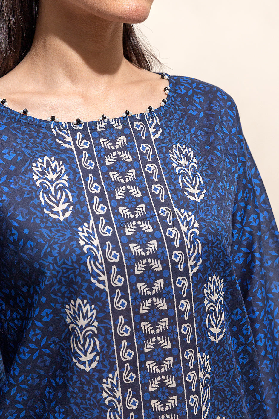 3 Piece Printed Lawn Suit-Azure Glow(Unstitched)