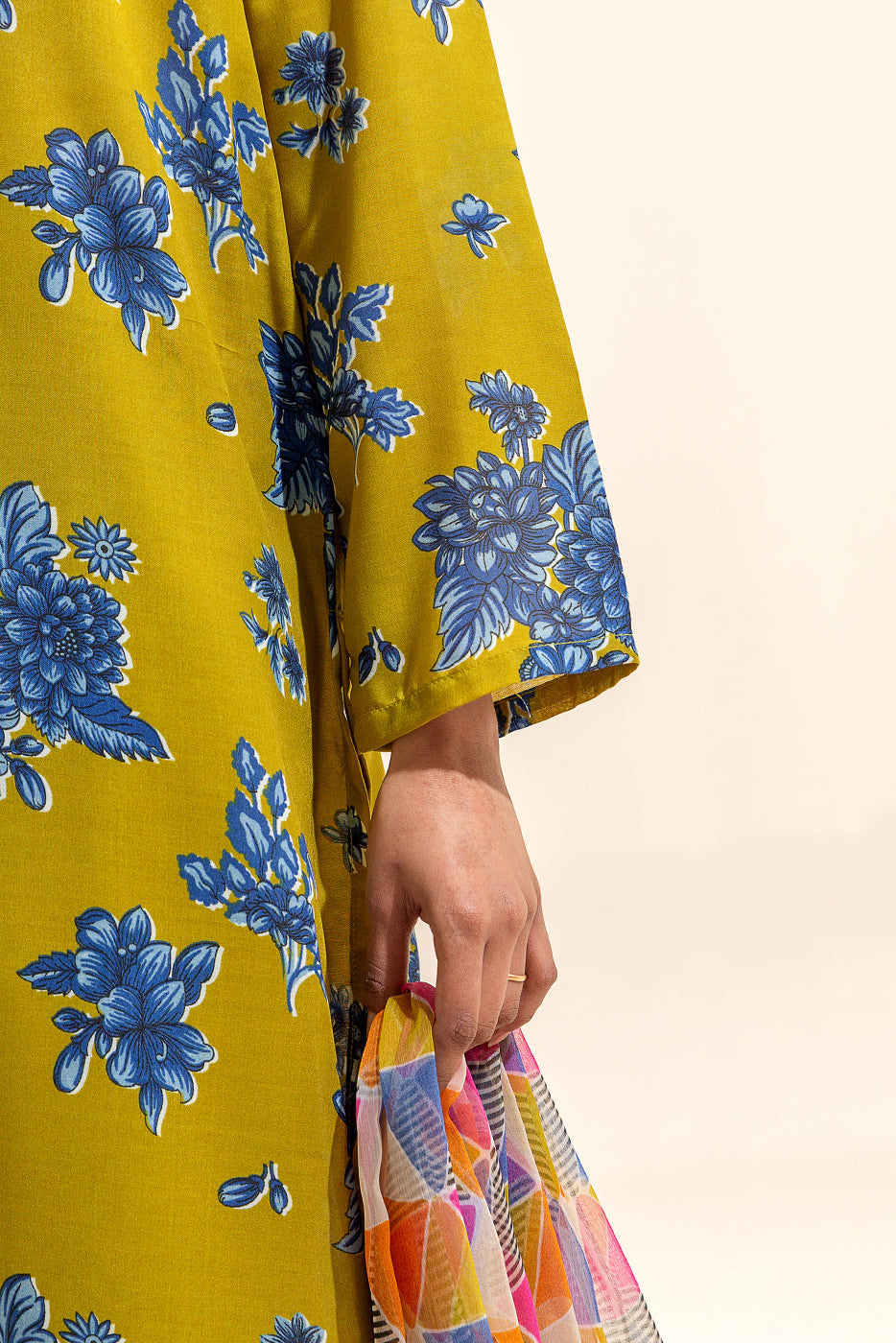 3 Piece Printed Lawn Suit-Lime Azure (Unstitched)
