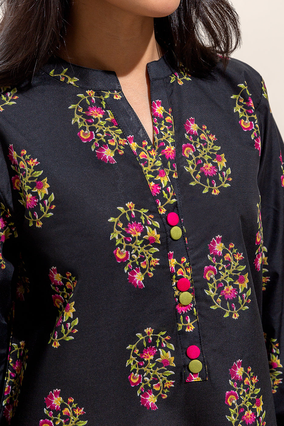 3 Piece Printed Lawn Suit-Charcoal Hues (Unstitched)