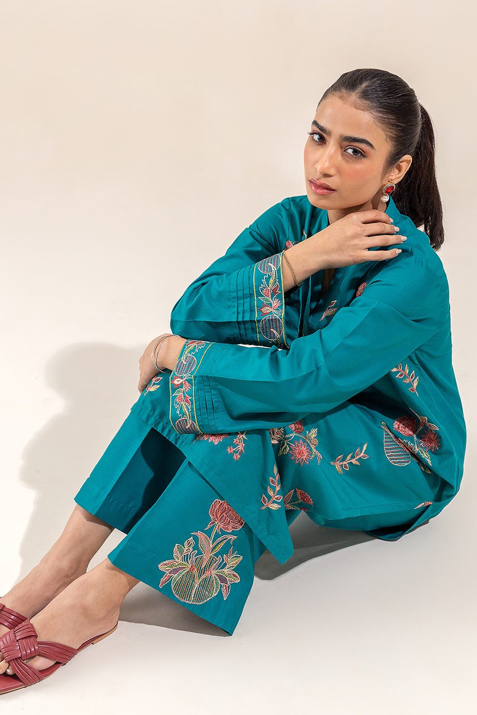 2 Piece Embroidered Lawn Suit-Crystal Lake (Unstitched)