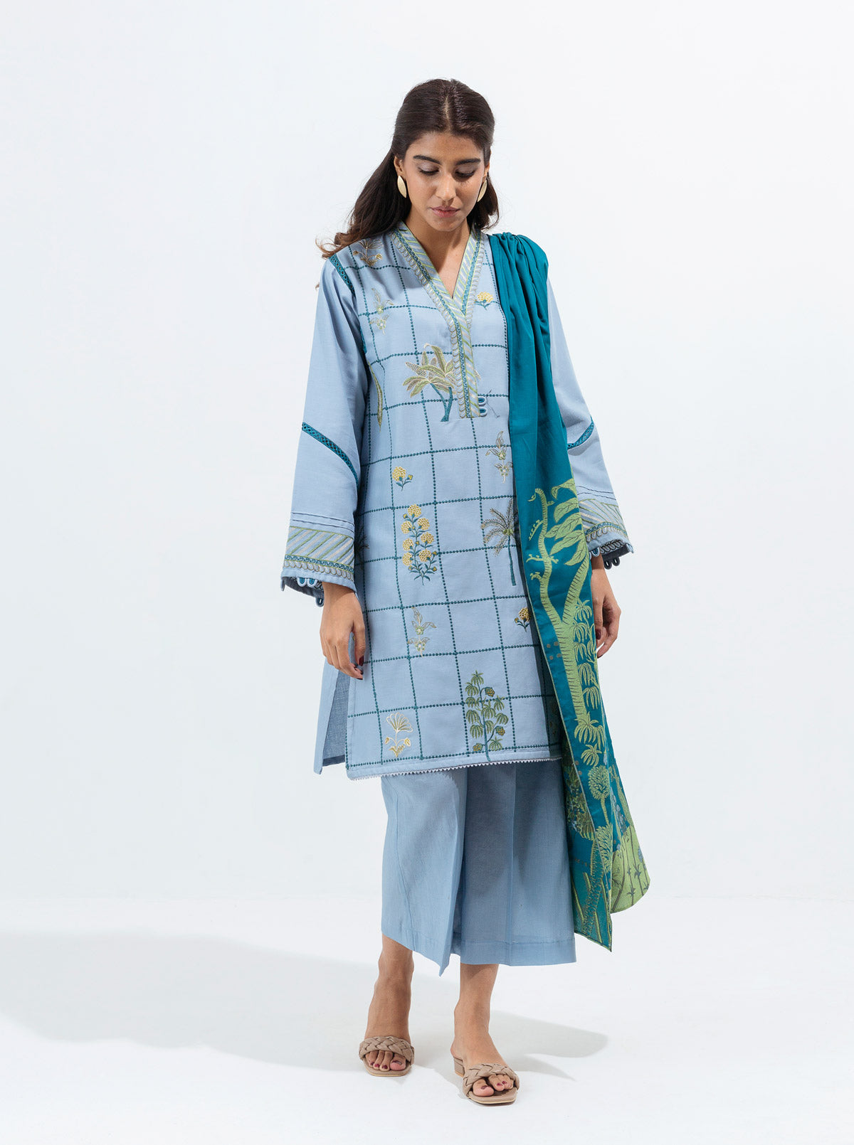 Crystal Blue-Embroidered-2P (Unstitched)