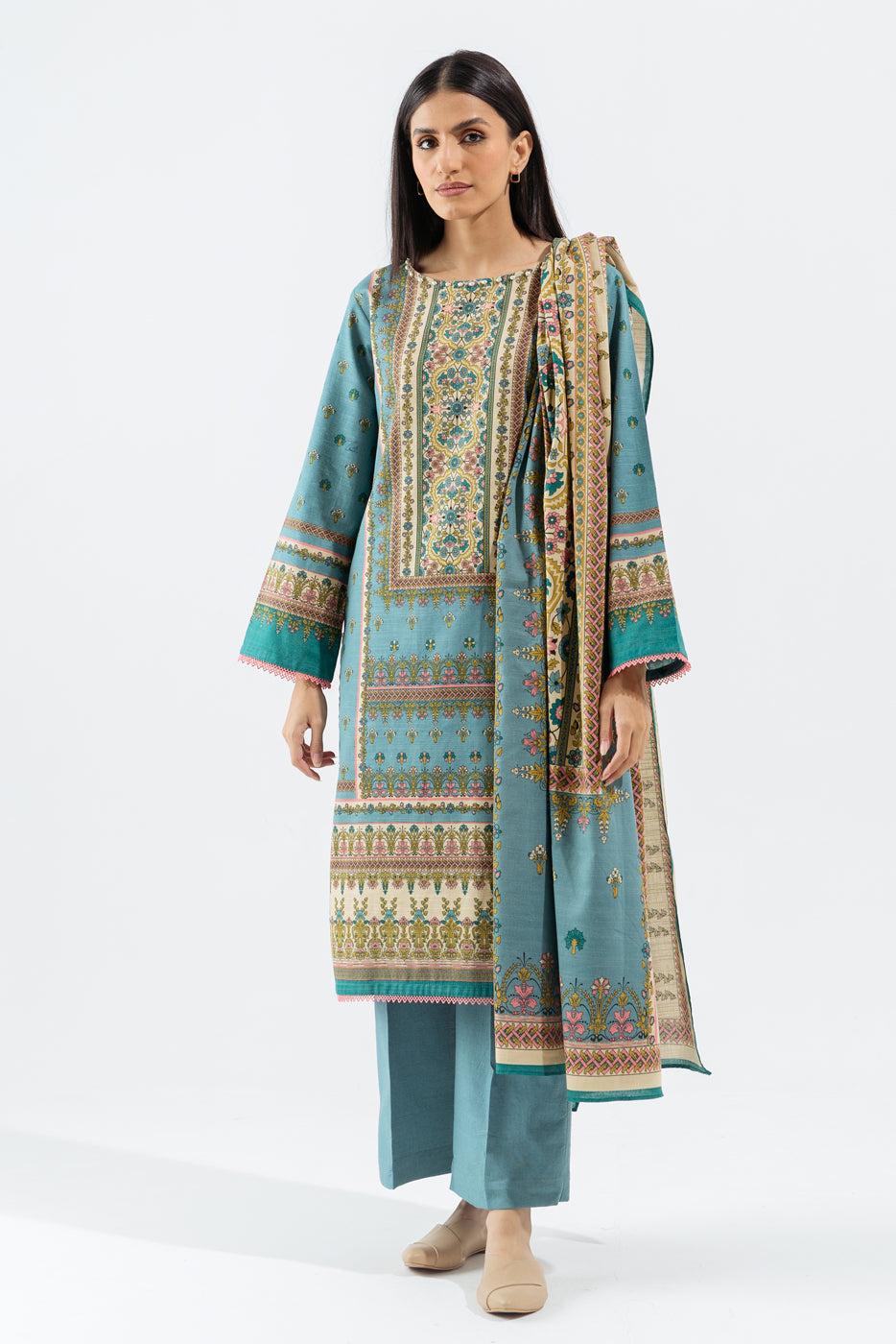 2 Piece - Printed Khaddar Suit - Chic Florence