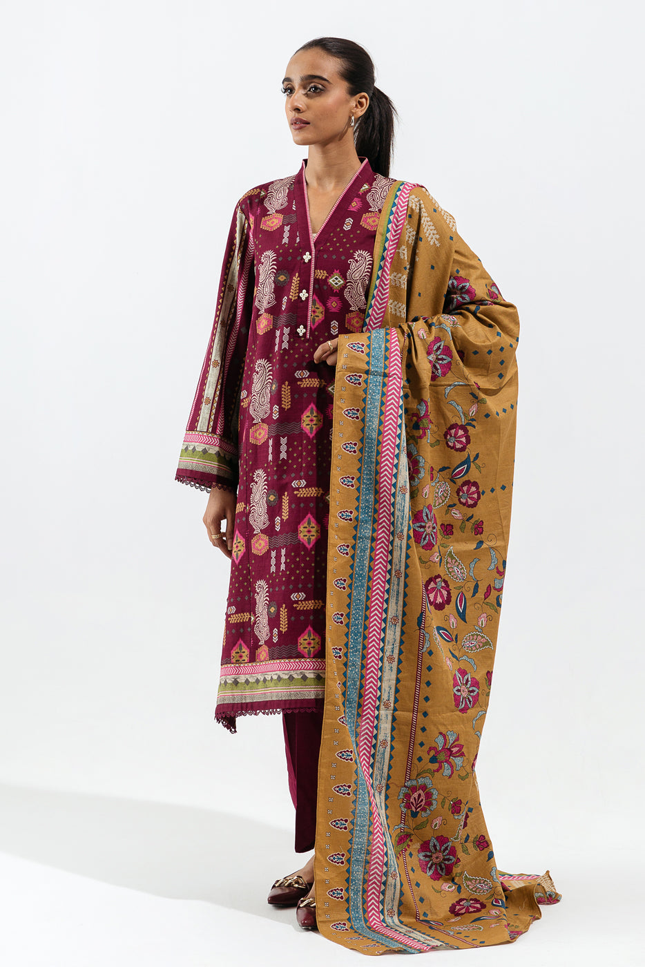 3 Piece - Printed Khaddar Suit - Ethnic Gleam