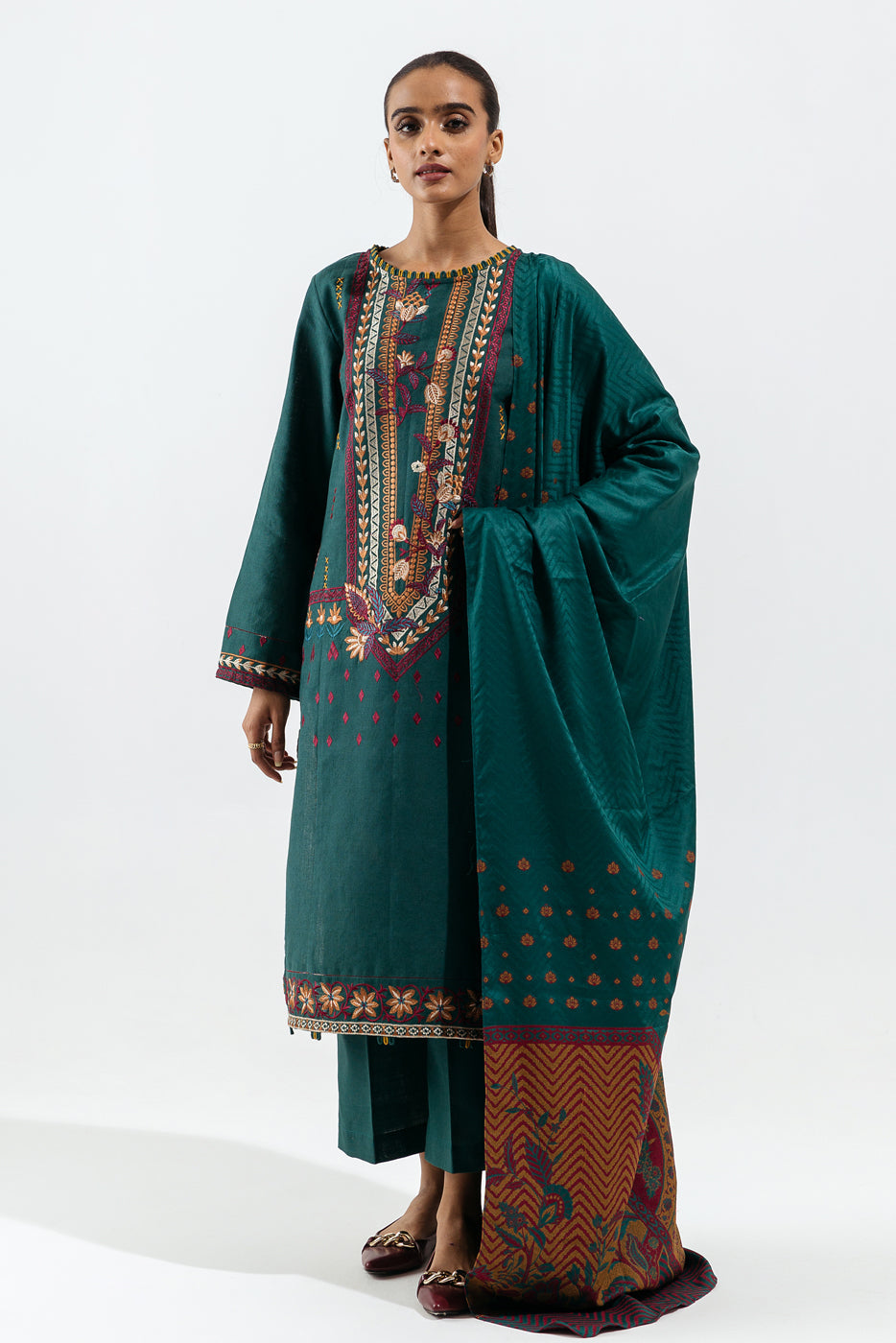 3 Piece - Embroidered Jacquard Suit - Florence Chic