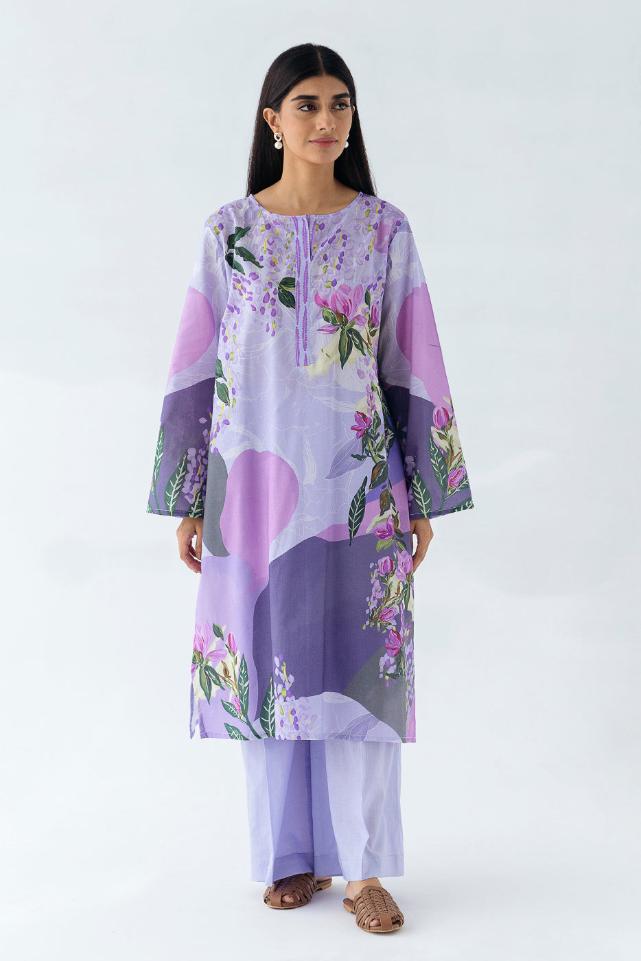 1 PIECE - PRINTED CAMBRIC SHIRT - AMETHYST (UNSTITCHED)