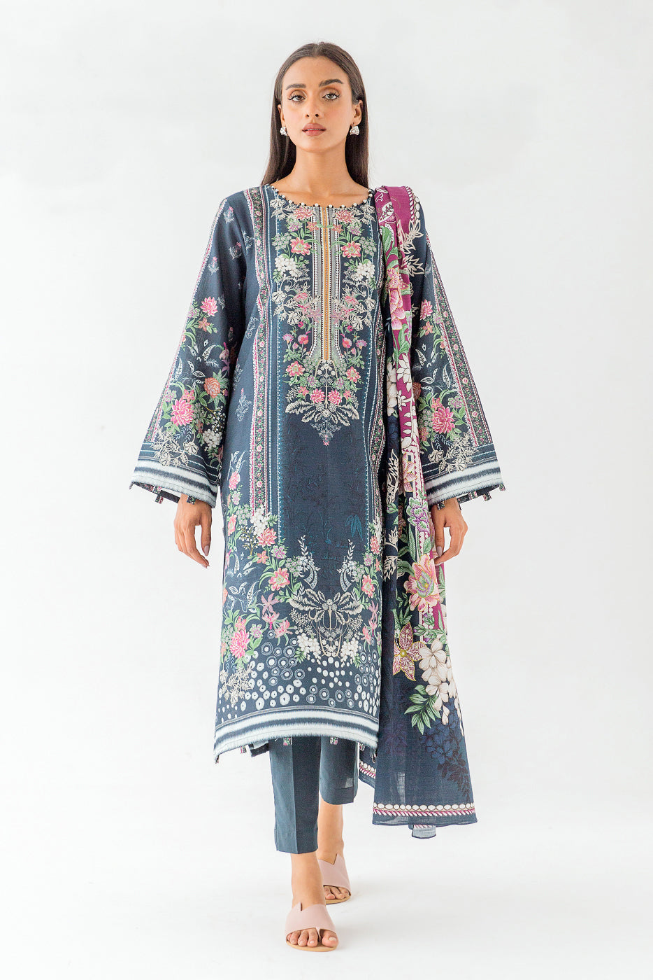 3 Piece - Printed Khaddar Suit - Twilight Gleam (Unstitched)