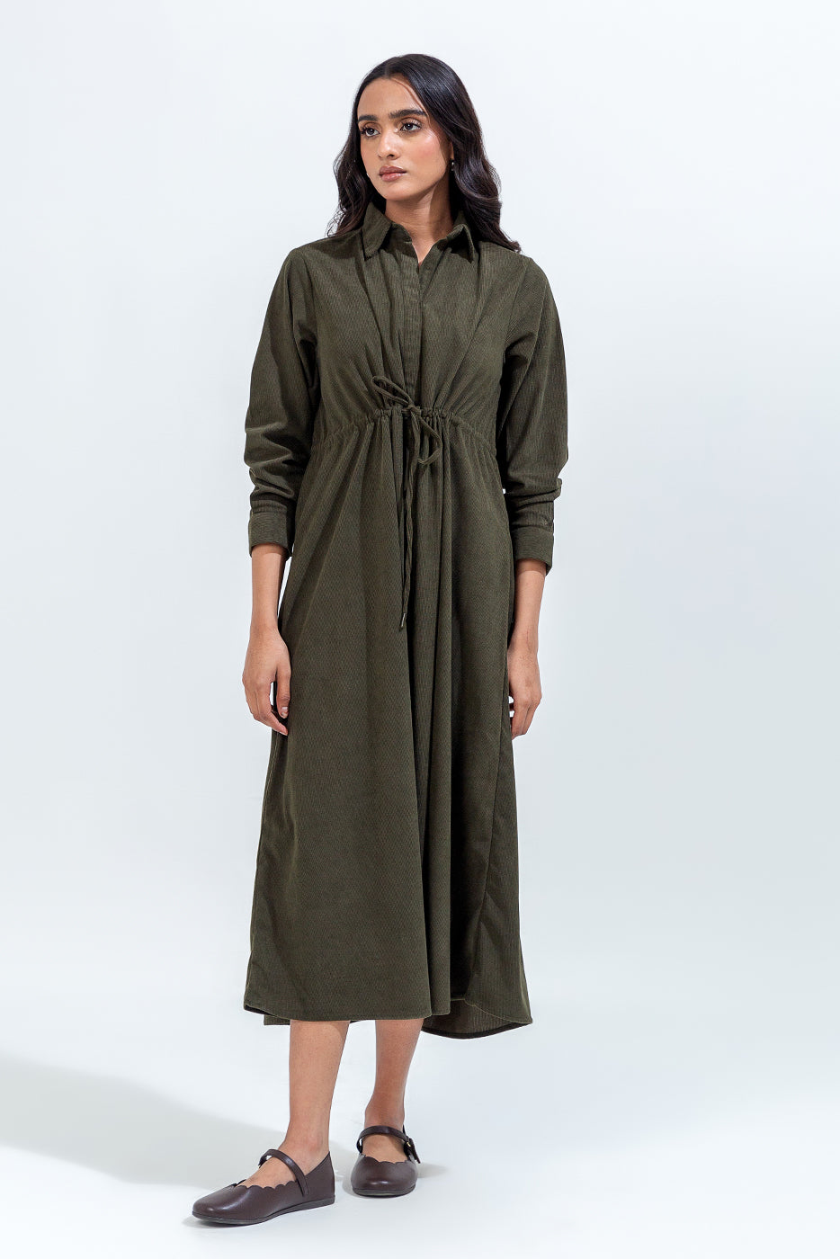 Olive Green Corduroy Dress