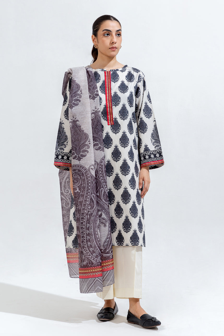 2 Piece Printed Cambric Suit (Pret)