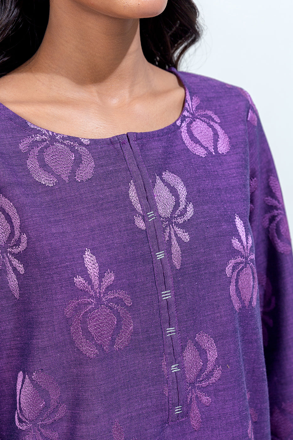 2 Piece Embroidered Chambray Suit (Pret)