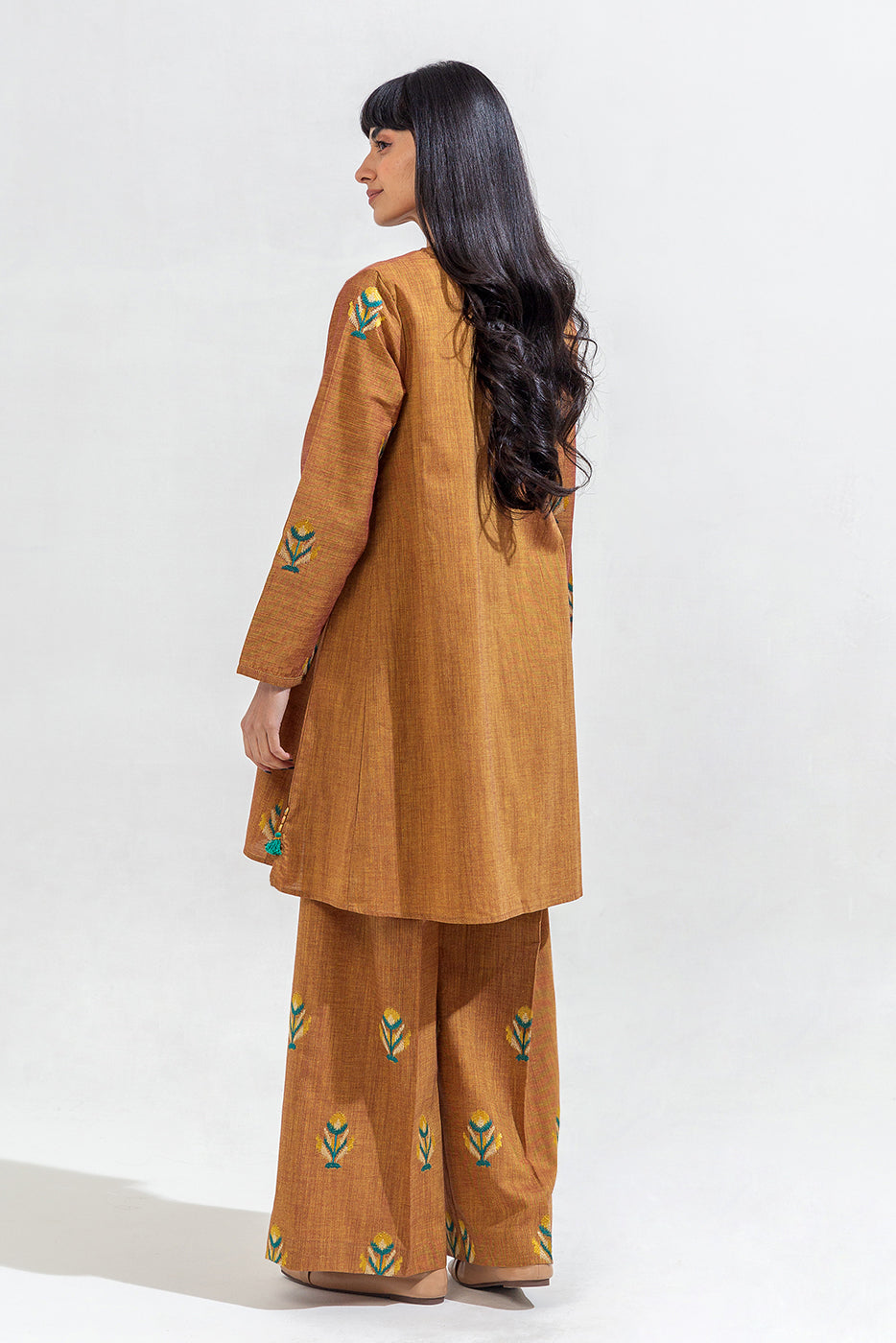 2 Piece Embroidered Chambray Suit (Pret)