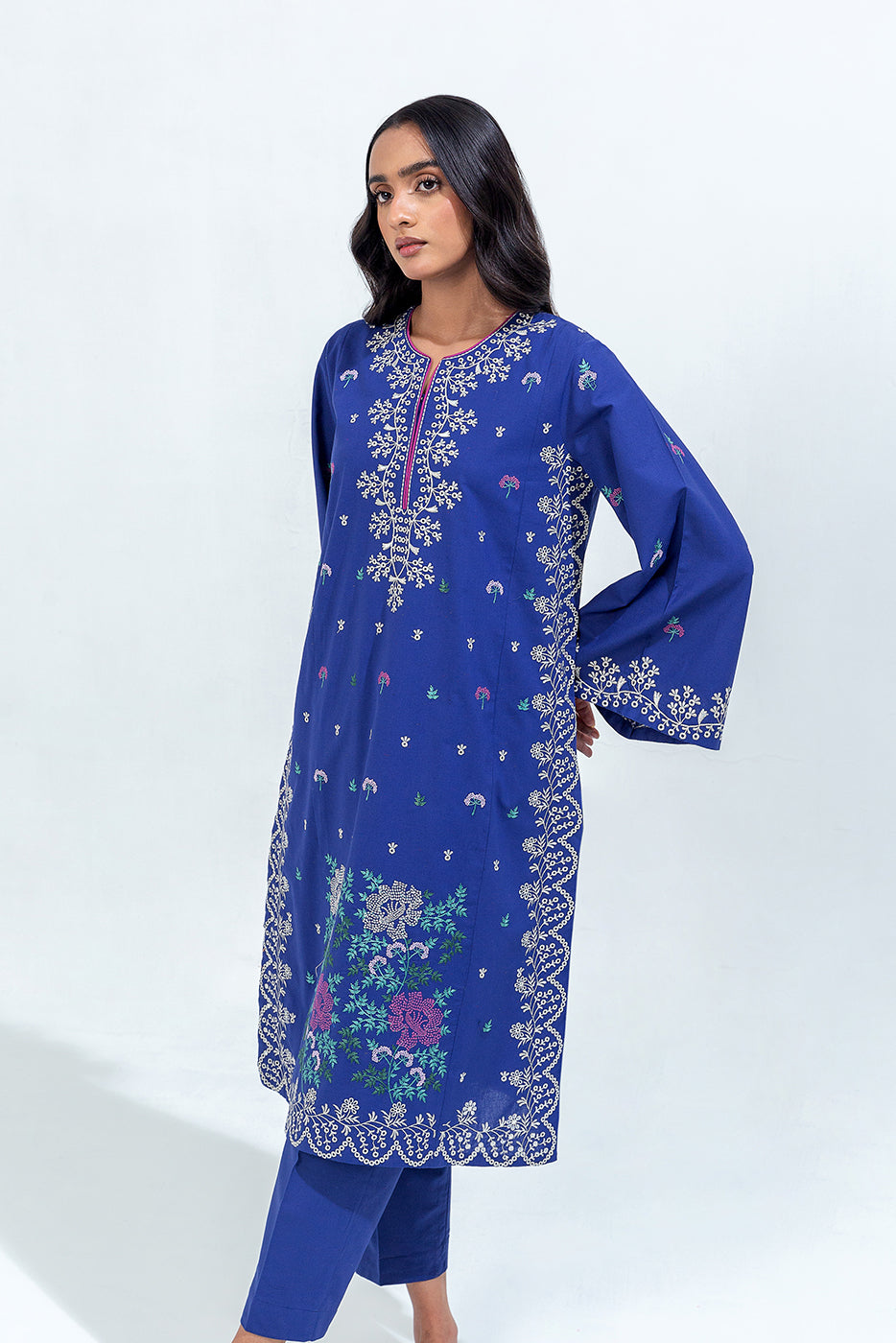 2 Piece Embroidered Cambric Suit (Pret)
