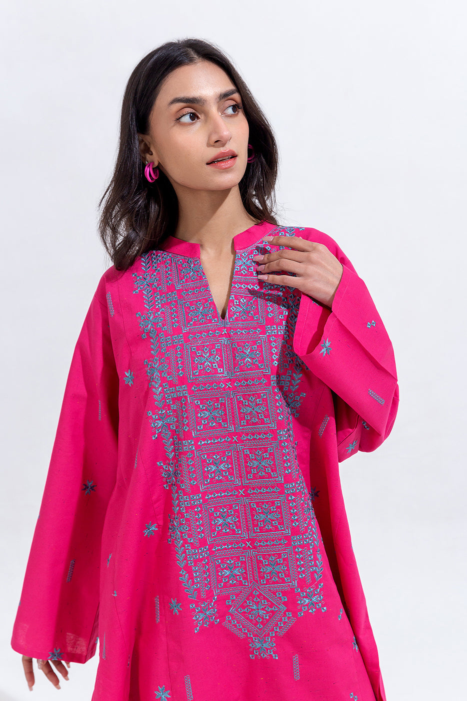 2 Piece Embroidered Cambric Suit (Pret)