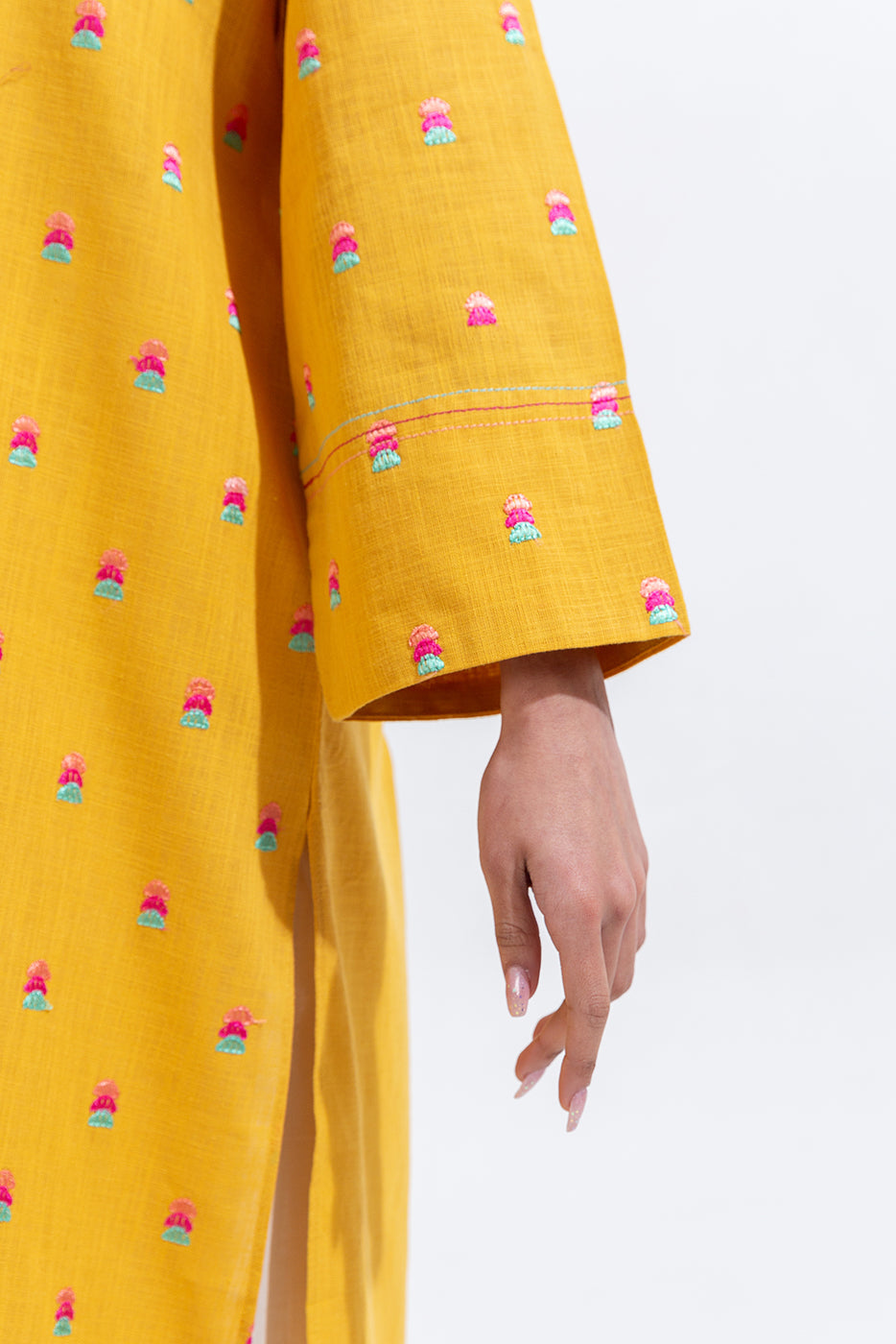 Embroidered Two Way Slub Shirt (Pret)