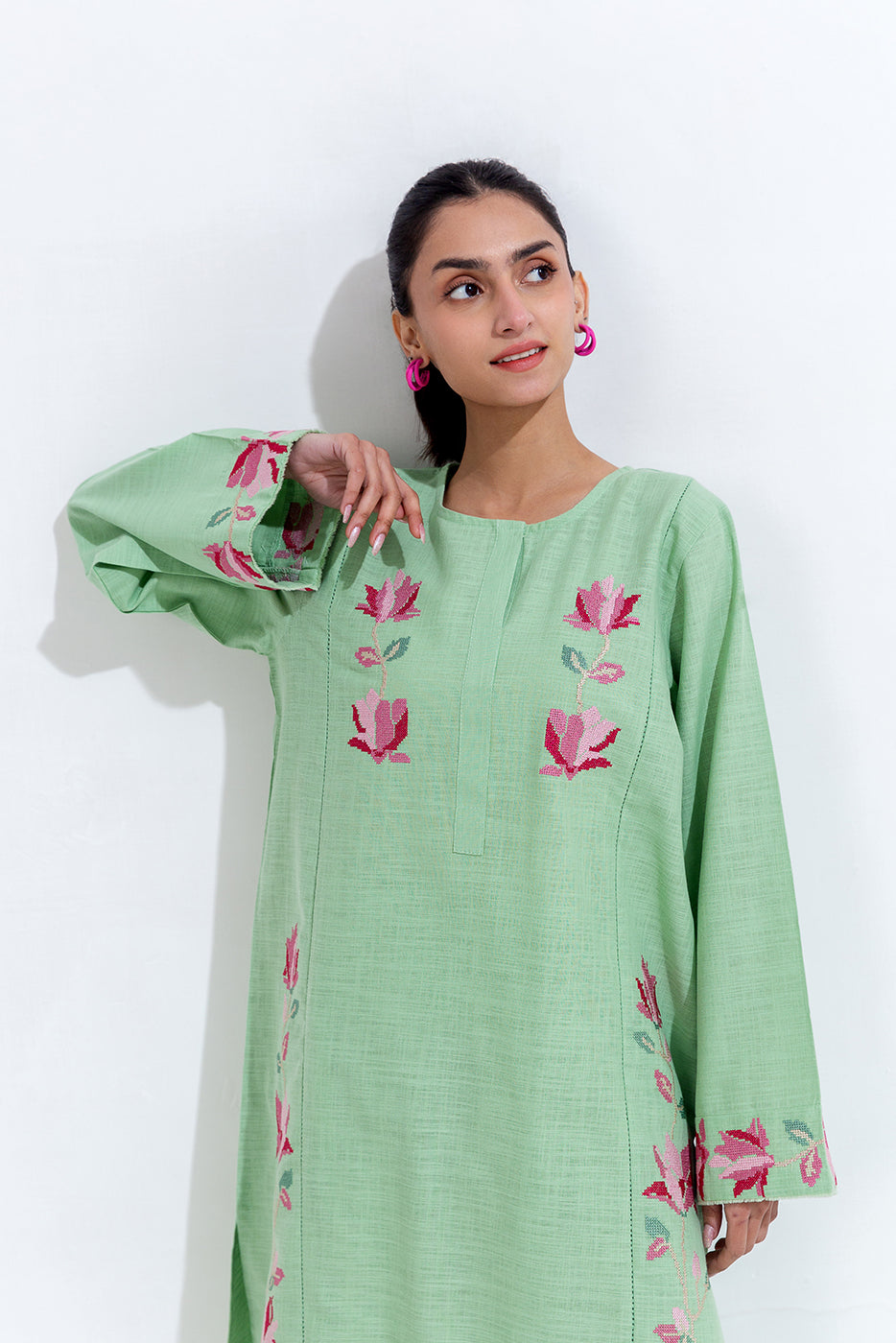 2 Piece Embroidered Two Way Slub Suit (Pret)
