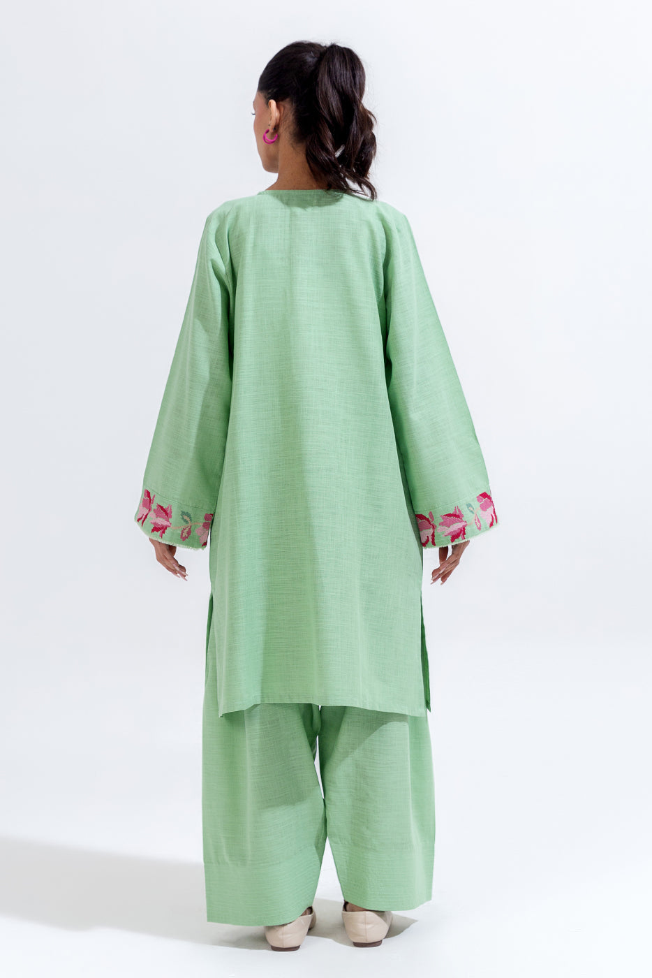 2 Piece Embroidered Two Way Slub Suit (Pret)