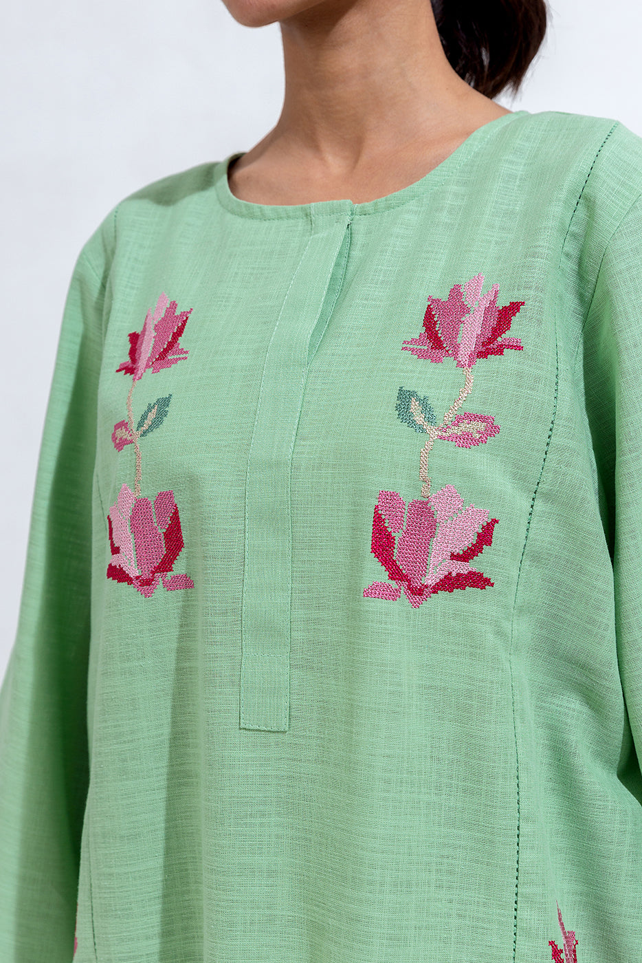 2 Piece Embroidered Two Way Slub Suit (Pret)