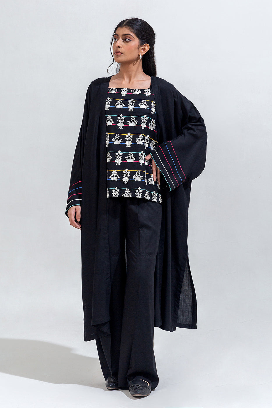 3 Piece Embroidered Viscose Suit (Pret)
