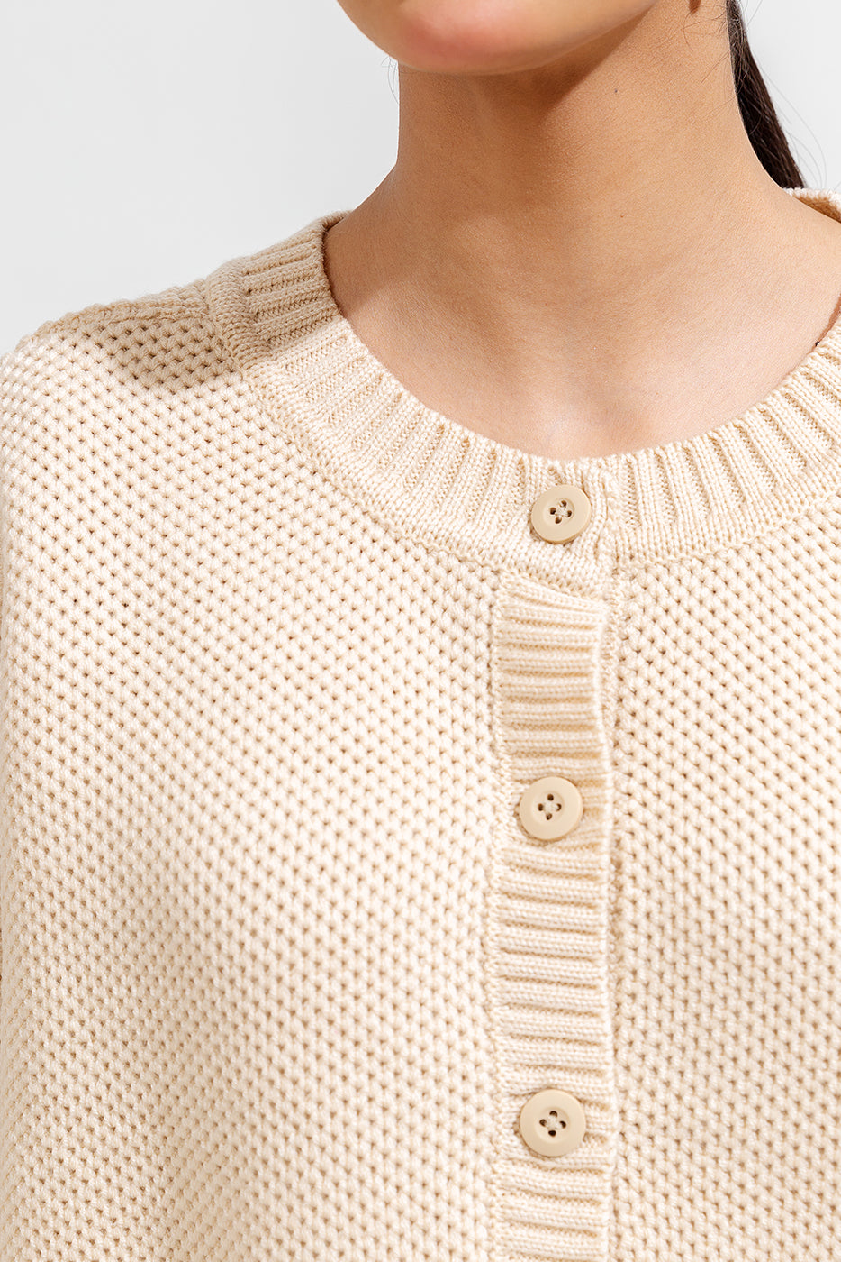 Knitted Crew Neck Cardigan