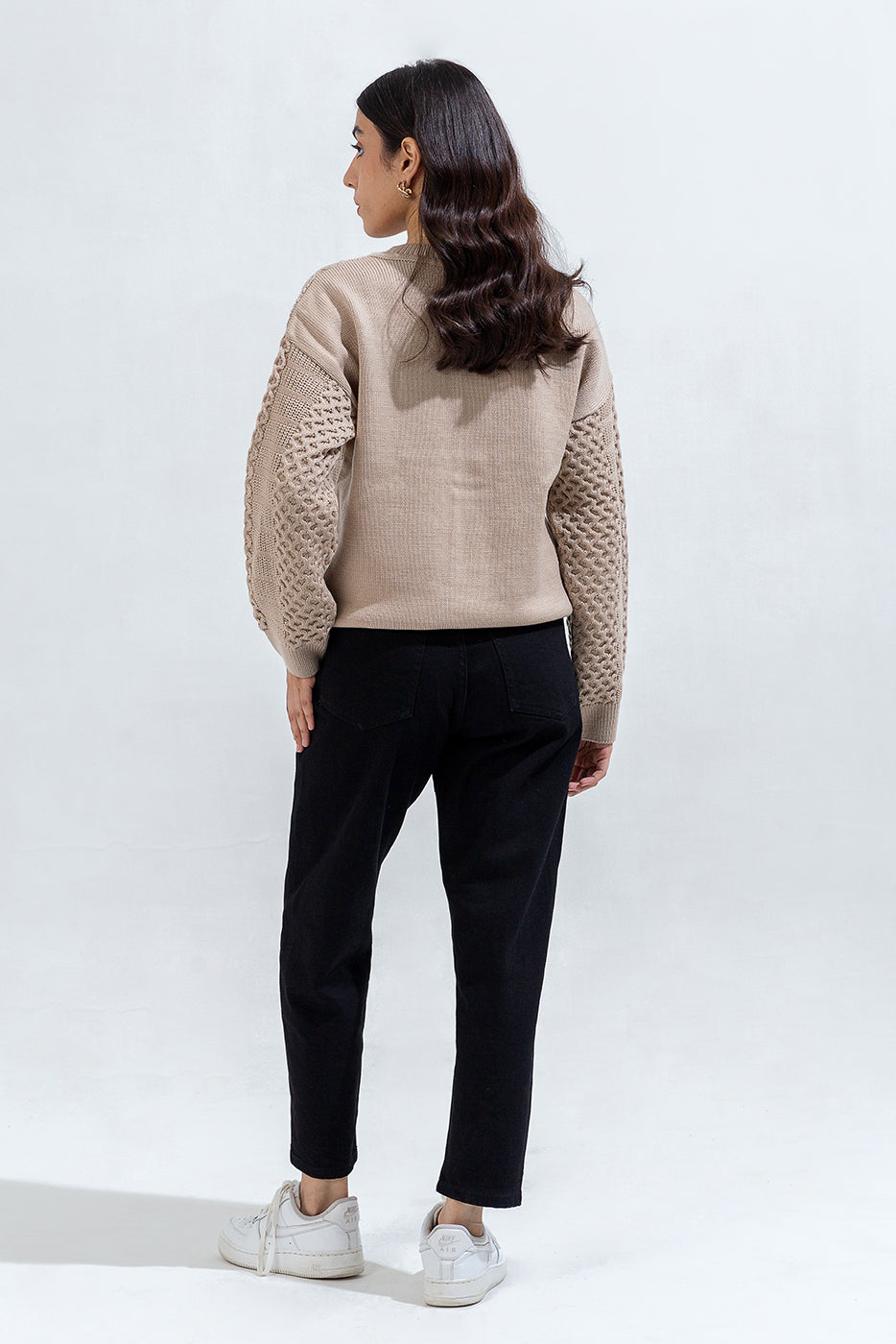 Knitted Crew Neck Cardigan
