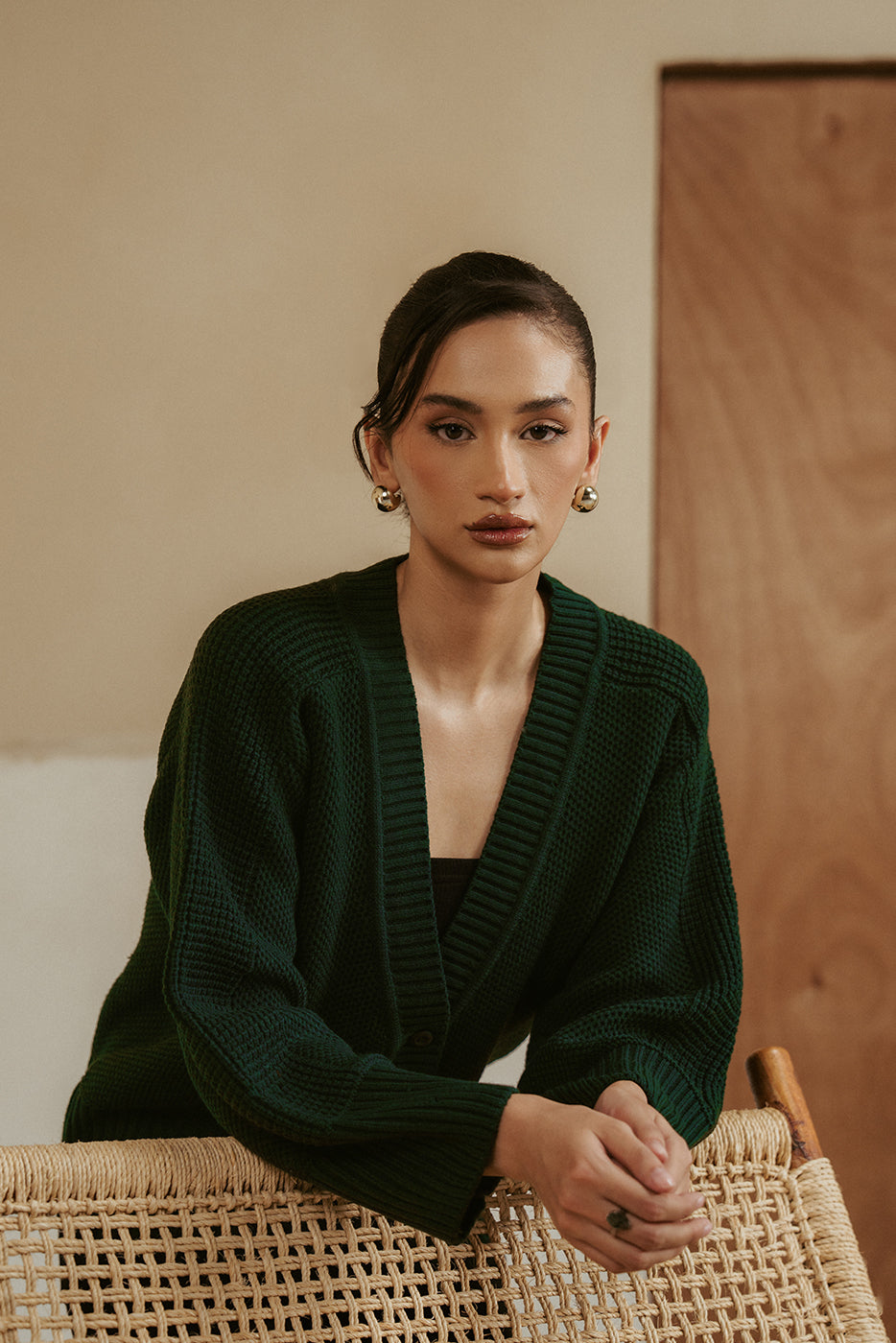 Knitted Crew Neck Cardigan